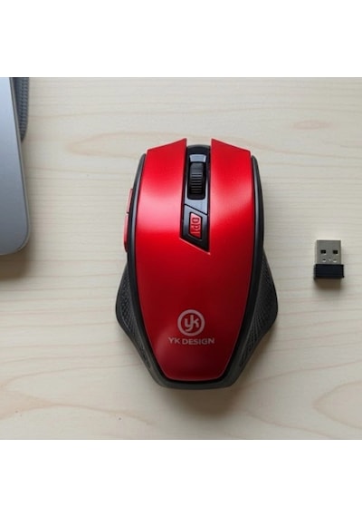 Kırmızı Renkli Baş Parmak Destekli Ergonomik Sessiz Kablosuz Mouse Usb Alıcılı, Ofis Ve Oyun İçin Diğer