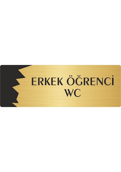 Metal Departman Kapı İsimliği, Yönlendirme Levhası Erkek Öğrenci Wc 7x20 Cm Altın Renk