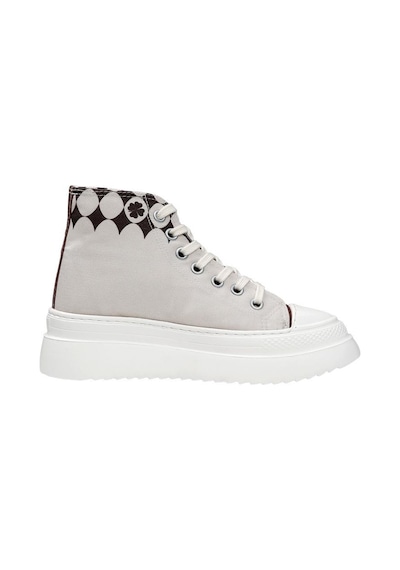 Kadın Vegan Bej Kalın Taban High Sneakers - Dooking Around Tasarım Çok Renkli