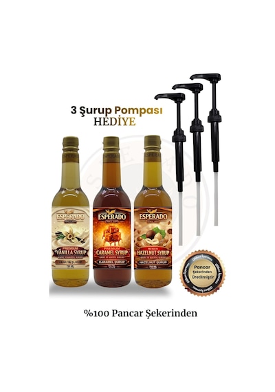 Premıum Vanilya - Karamel - Fındık Aromalı Kahve Şurubu 750 Ml X 3 Adet Diğer