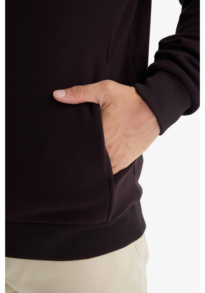 Defacto Regular Fit Yarım Fermuarlı Sweatshirt E9629ax25aubn337 Kahve-bn337