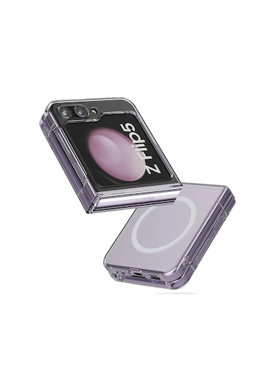 Newface - 599 - Samsung Galaxy Uyumlu Z Flip 5 Kılıf Magneticsafe Şeffaf Silikon - Spt-gld - - Şeffaf