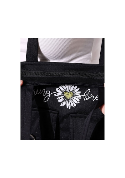 Toz Vintage Spring Break Yazılı Kol Omuz Çanta Siyah