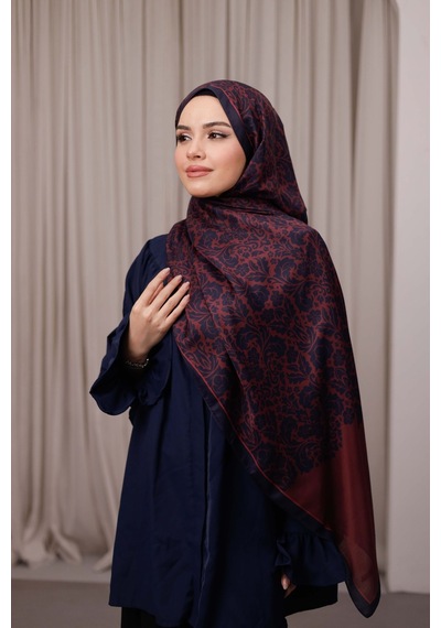 Mimiyum Nevra Desen Soft Şal Lacivert Bordo Çok Renkli