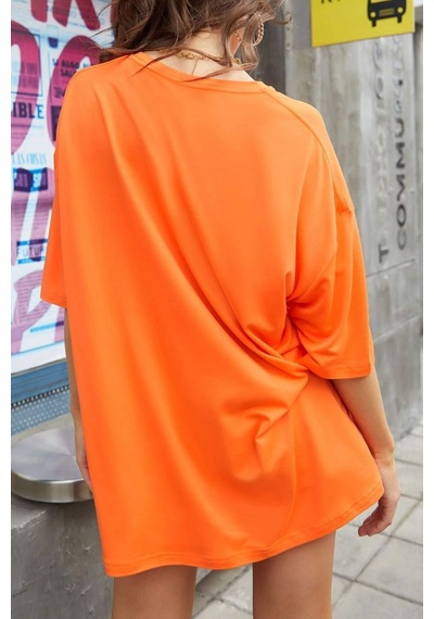 Uyguntarz Unisex Over Thinking Baskılı Tasarım Tshirt Turuncu