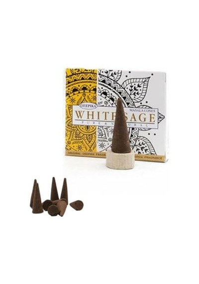 Deepika Masala Agarbatti Pure & Natural Incense Konık Tütsü Şelale Geri Akışkanlı White Sage
