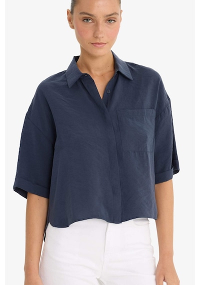 Defacto Loose Fit Modal Kısa Kollu Gömlek F9331ax25aunv256 Lacivert