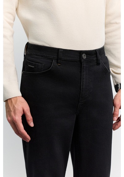 Avva Erkek Siyah Eskitme Yıkamalı Pamuklu Elastan Roma Crop Slim Fit Jean Pantolon A62y3525