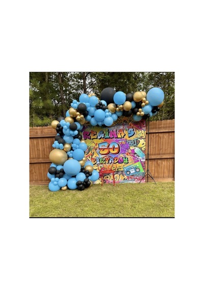 Krom Gold Makaron Mavi Ve Siyah Balon Zinciri 100 Adet Mix