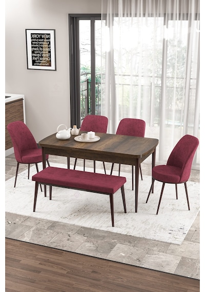 Canisa Concept Zen Serisi 80x132 Mdf Açılabilir Barok Ahşap Desen Masa Takımı 4 Bordo Sandalye Ve 1 Bench Barok Masa Sandalye Ve Bench Bordo Canisa Concept Zen Serisi 80x132 Mdf Açılabilir Barok Ahşap Desen Masa Takımı 4 Bordo Sandalye Ve 1 Bench Barok Masa Sandalye Ve Bench Bordo