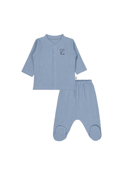Civil Baby Ayıcık Baskılı 1-9 Ay Pijama Takımı - Mavi