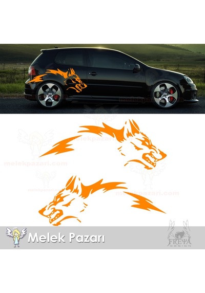 Kurt Yan Gövde Oto Sticker. Kurt Çamurluk Üstü Araba Sticker