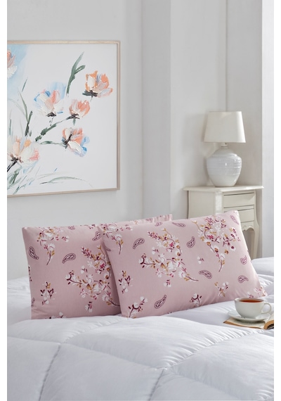 2'li Yastık Kılıfı Pamuklu 50x70 Cm Pembe Bahar