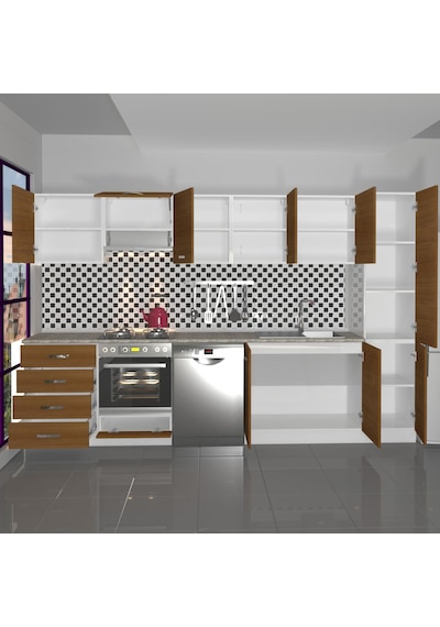 Decoraktiv Elite 325q Ankastre Fırın Modüllü Mdf Hazır Mutfak Dolabı - Tezgah Dahil - Naturel Ceviz Decoraktiv Elite 325q Ankastre Fırın Modüllü Mdf Hazır Mutfak Dolabı - Tezgah Dahil - Naturel Ceviz