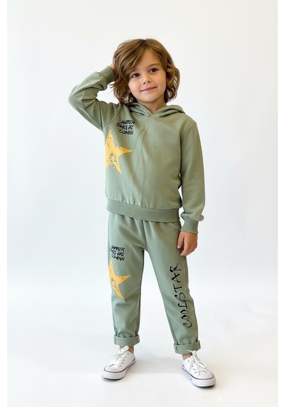 Miababy Cool Star Baskılı 2 Li Takım Haki