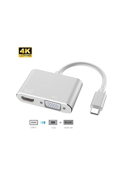 Type-C To Hdmi Vga 4366P 4K Televizyon Tv Monitör Çevirici Dönüşt