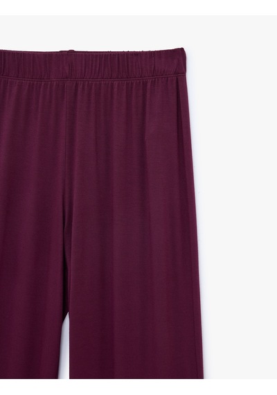 Koton Beli Lastikli Bol Paça Viskon Pijama Altı Bordo 7wlk40078mk