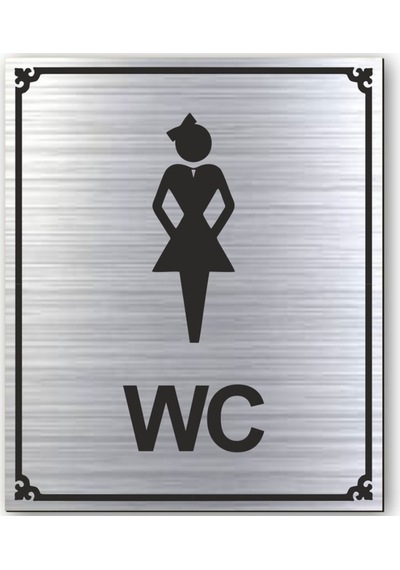 Wc Bayan Tuvalet Kapı Duvar Uyarı - Yönlendirme Levhası Gümüş (537905006)