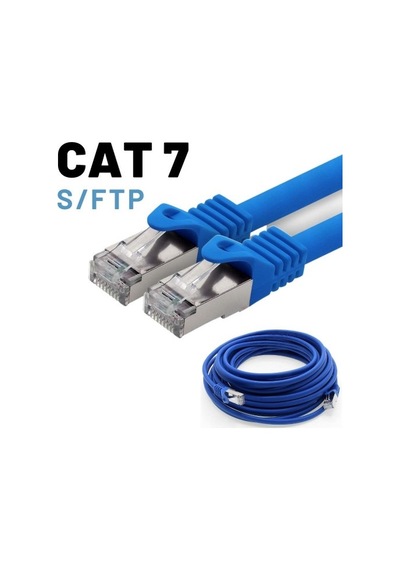 Irenis CAT7 Kablo S/FTP Ethernet Network LAN Ağ Kablosu 1 M Mavi 5'li