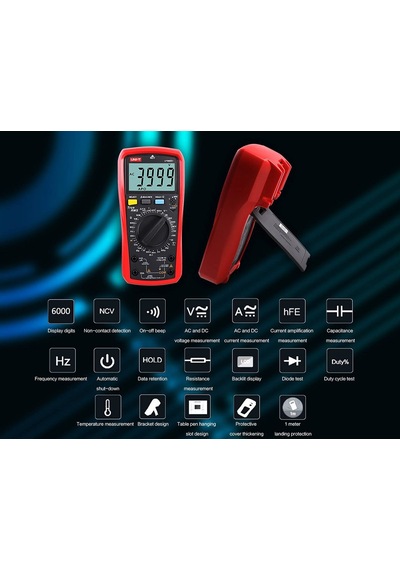 Ut890c Profesyonel Dijital Multimetre Test Cihazı Voltmetre Ampermetre Ohmmetre Rms 6000 Hesapları Işıklı Lcd İle P