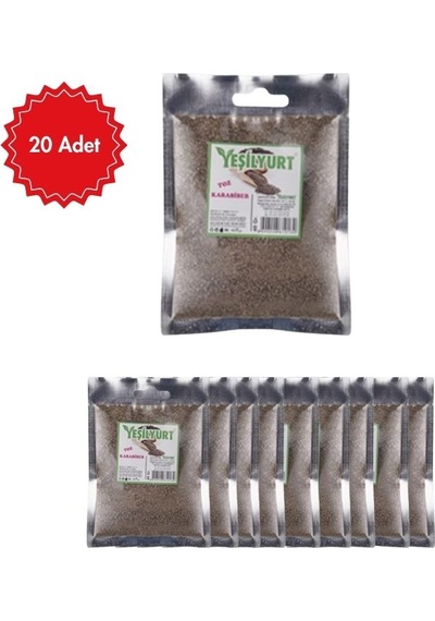 Yeşilyurt Toz Karabiber 40 G X 20 Adet Doğal Ve Katkısız Baharat Yemeklere Yoğun Aroma Ve Lezzet