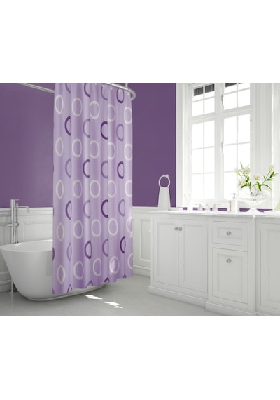 Zethome Tropik Banyo Duş Perdesi 5033 Çift Kanat Lila 2X120X200 Lila