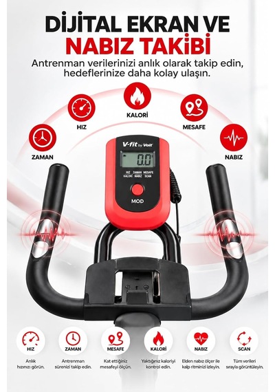 Vfit V-fit By Sb100 Pro Spin Bike Kondisyon Bisikleti Nabız Ölçerli, Direnci Ayarlanabilir Suluk Hediyeli