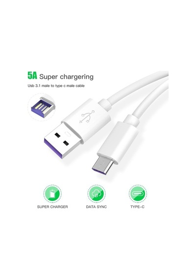 Huawei 5.A Type-C Usb Super Charge Hızlı Usb Şarj Veri Kablosu