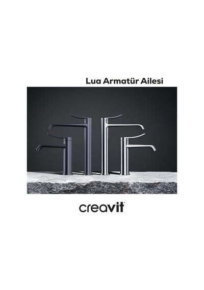 Creavit Lua Metalik Lavabo Banyo Eviye Bataryası 3'lü Set LU1500GR-LU2500GR-LU8500GR Gri