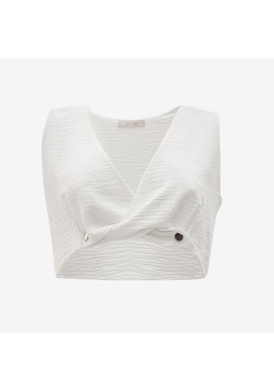 Vaura Z Burgulu Crop Top Beyaz