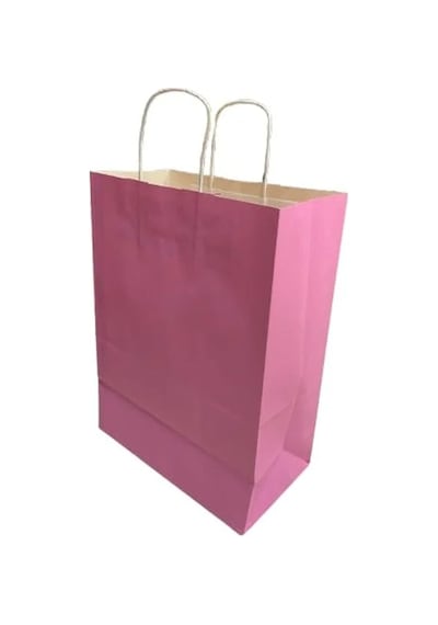 Koyu Pembe Kraft Kağıt Çanta, 25x31x12 Cm Boyutunda