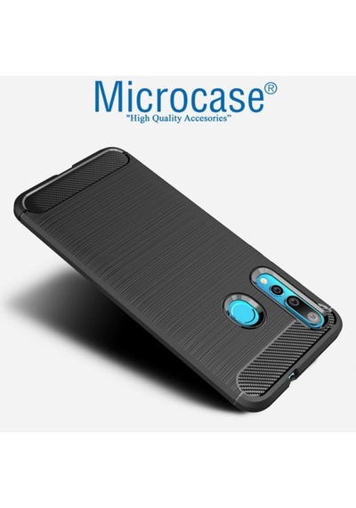 Huawei Nova 4 Brushed Carbon Fiber Silikon + Cam (Seçin) 318233562 - Seçenek / Cam Koruma-Tempered Glass Istiyorum