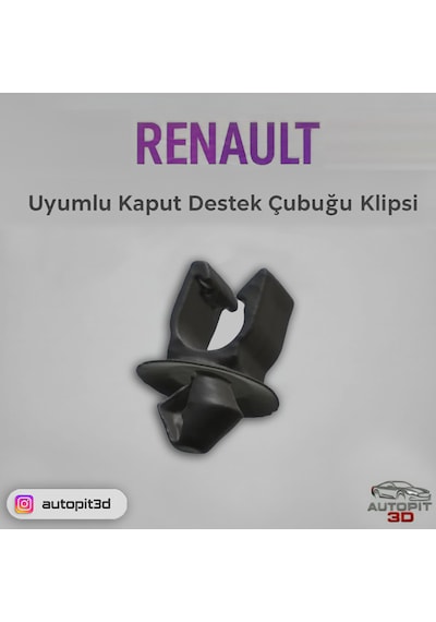 Autopit 3d Renault Uyumlu Kaput Destek Çubuğu Klipsi Kaput Klipsi