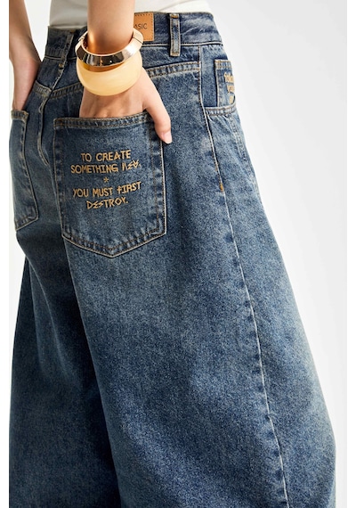 Itsbasic Kadın T.kot Rengi 35w5 Balon Baggy Fit İç Boy 83cm %100 Koton Denim Jean