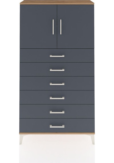 Arges Dolap 2 Raflı 6 Çekmeceli 2 Kapaklı 88x30x163 Çam-antrasit Çam