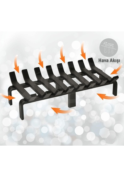 Aktepe Group 48 Cm X 32 Cm 8 Çubuklu Ekstra Şömine Izgarası Dar Gözlü Izgara