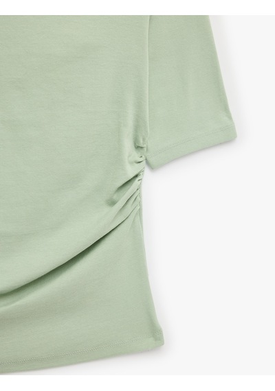 Koton Slim Fit Pamuklu Kayık Yuvarlak Yaka Yarım Kollu Tişört Mınt 6sak50012ek Mint