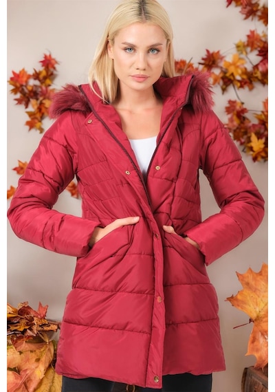 Z6745 Dewberry Bayan Kaban-düz Bordo-düz Bordo