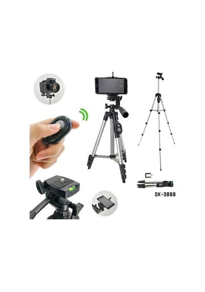 Teknosepetim Telefon Ve Fotoğraf Makinesi Uyumlu Uzaktan Kumandalı Tripod Dk 3888