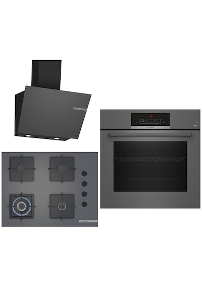 Bosch HBJ559EH6T - POH7C9P31O - DWK66PJ70T 3D Fry Tepsili Gri 3'lü 627 Ankastre Set