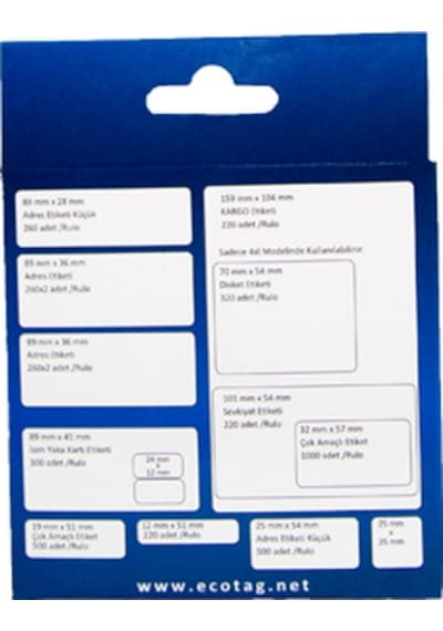 Ecotag Dymo Lw Muadili Etiket 25X25 750 Adet