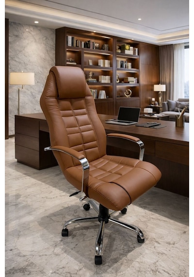Noyan Yönetici Ofis Koltuğu Lüks Büro Koltuğu Ergonomik Yatar Mekanizmalı Deri Kahverengi Noyan Yönetici Ofis Koltuğu Lüks Büro Koltuğu Ergonomik Yatar Mekanizmalı Deri Kahverengi