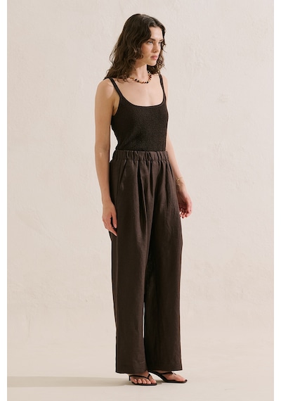 Manuka Keten Geniş Paça Pantolon Acıkahve Ss26pnt00039-23.6552