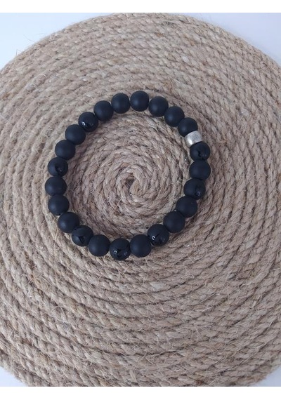 Bileklik Oniks Mat Doğal Taş Çakra Elastik Bileklik Unisex Yoga  Bilezik Çok Renkli