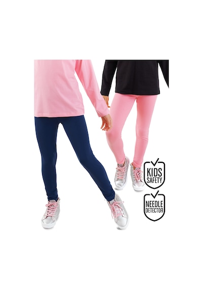 Denokids Lacivert Ve Pembe Kız C Ocuk 2'li Paket Tayt Renkli