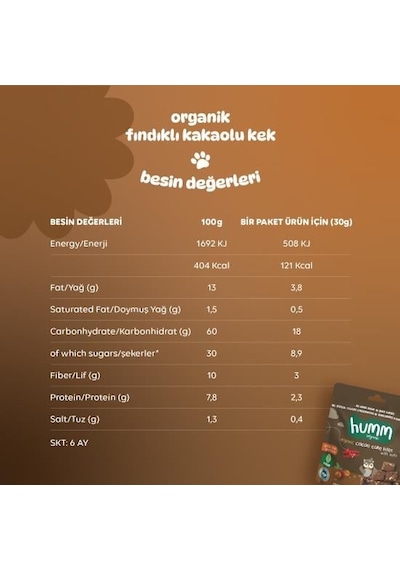 Bezos Organik Fındıklı Kakaolu Vegan Kek 30 Gr Agc