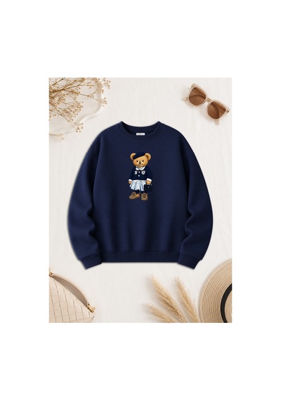 Esade Kadın Bear Ayı Kolej Baskılı Rahat Kalıp Bisiklet Yaka Lacivert Sweatshirt Lacivert Esade Kadın Bear Ayı Kolej Baskılı Rahat Kalıp Bisiklet Yaka Lacivert Sweatshirt Lacivert