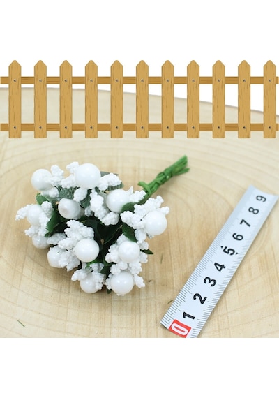 Yapay Çiçek, 12 Adetli Tomurcuk Cipso Demeti -  10 cm, Beyaz