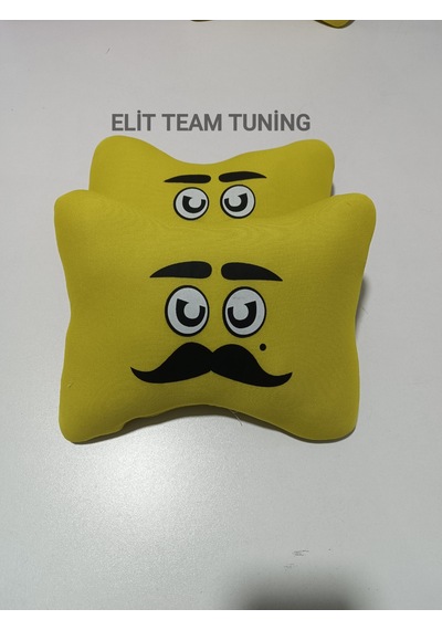 Bıyıklıı Emoji Kelebek Yastık 2 Li Sarı