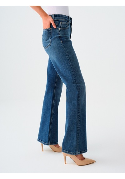 Flare Slim Fit Kadın Pantolon Denim